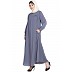Casual pleated abaya- Grey